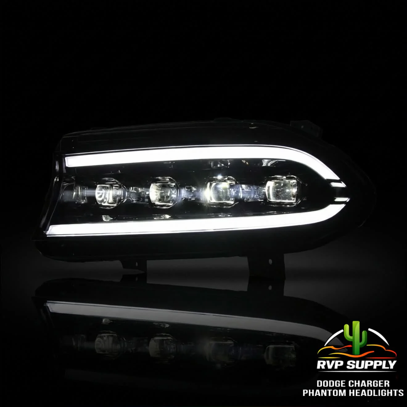 Phantom Series LED Headlights for Dodge Charger (2015-2023) – Sequential Turn Signal, Quad Projector, Plug & Play
