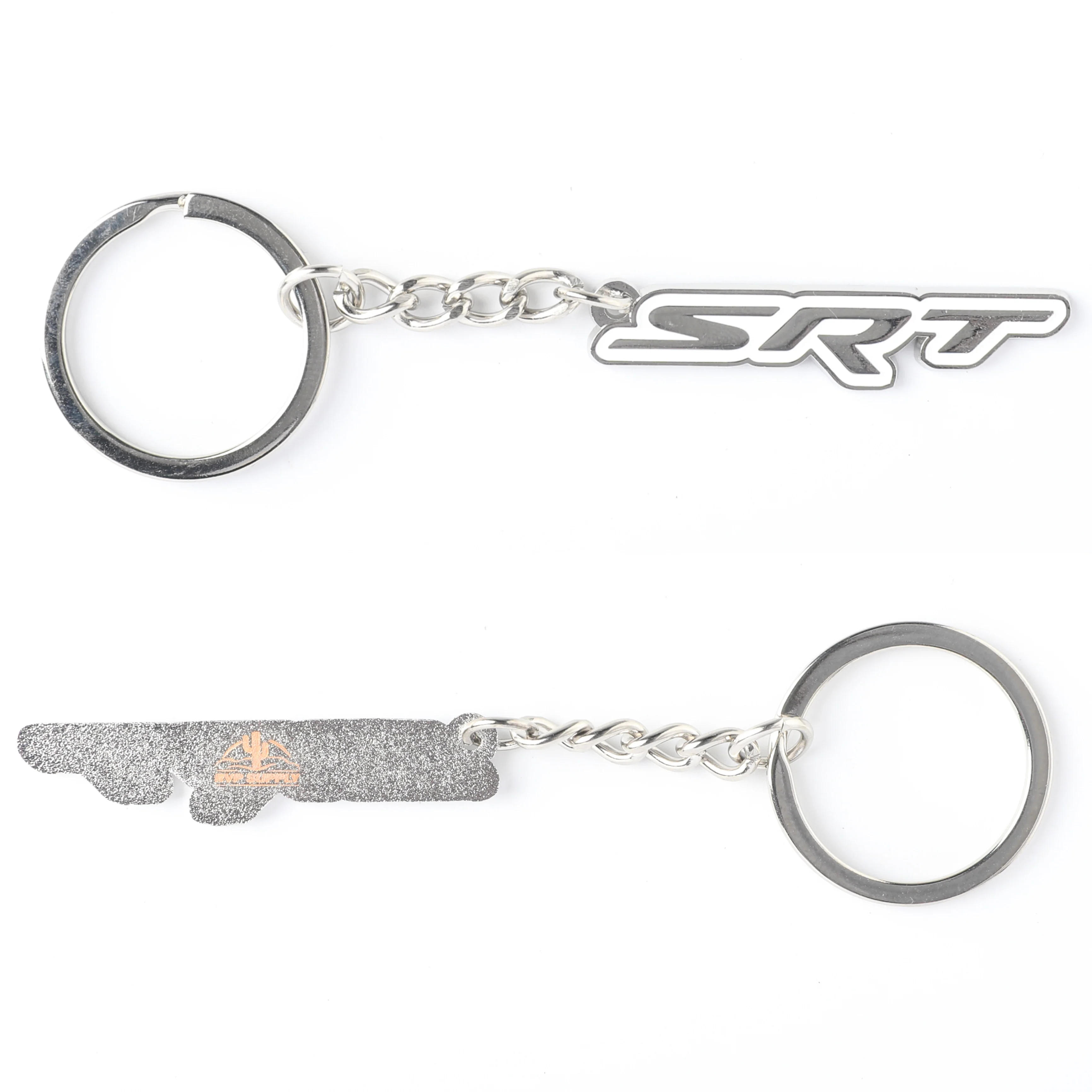 SRT & SRT Hellcat Key Chain - Black/White Metal Finish with White Outline - Perfect Key Fob Accessory - Accessories - Image 3