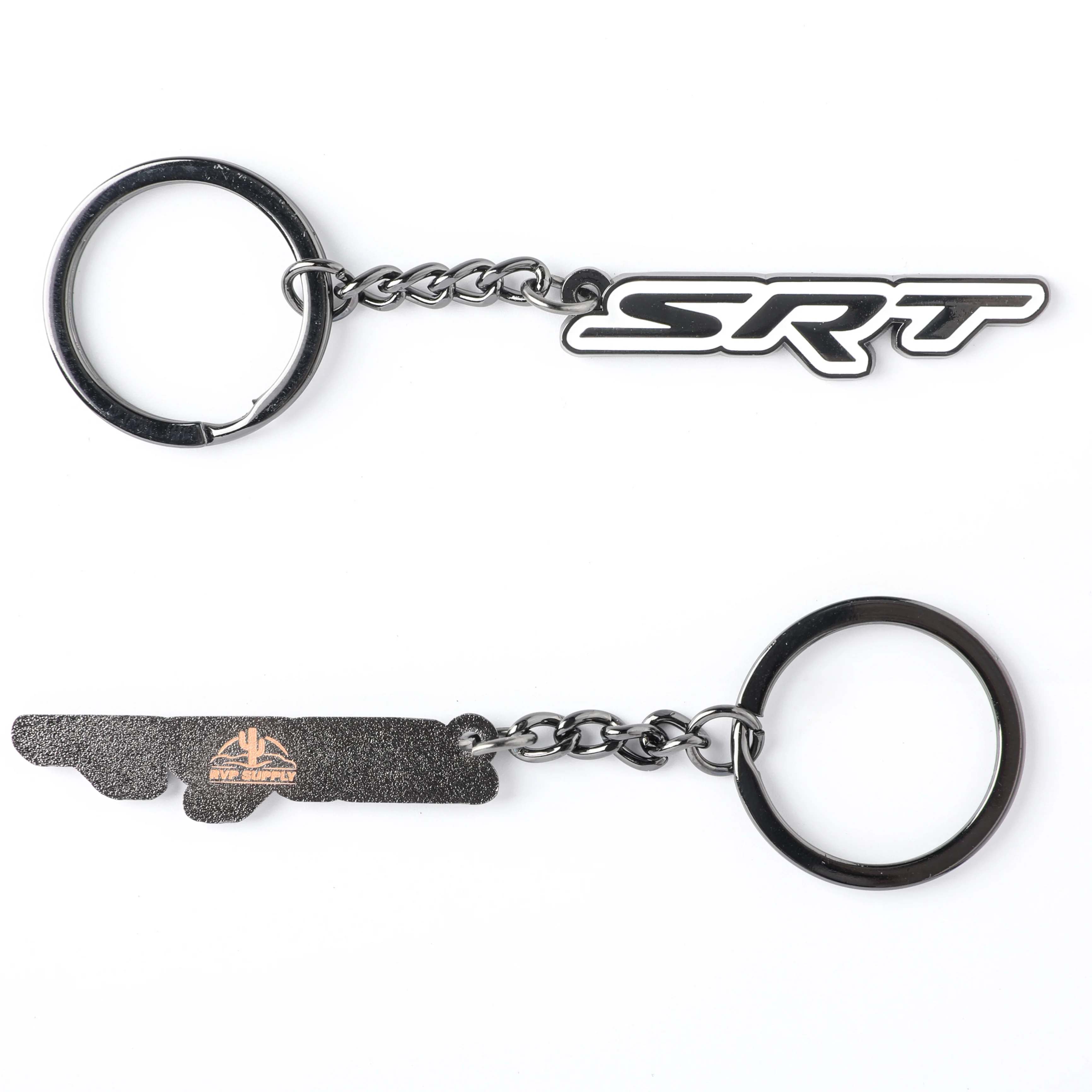 SRT & SRT Hellcat Key Chain - Black/White Metal Finish with White Outline - Perfect Key Fob Accessory - Accessories - Image 4