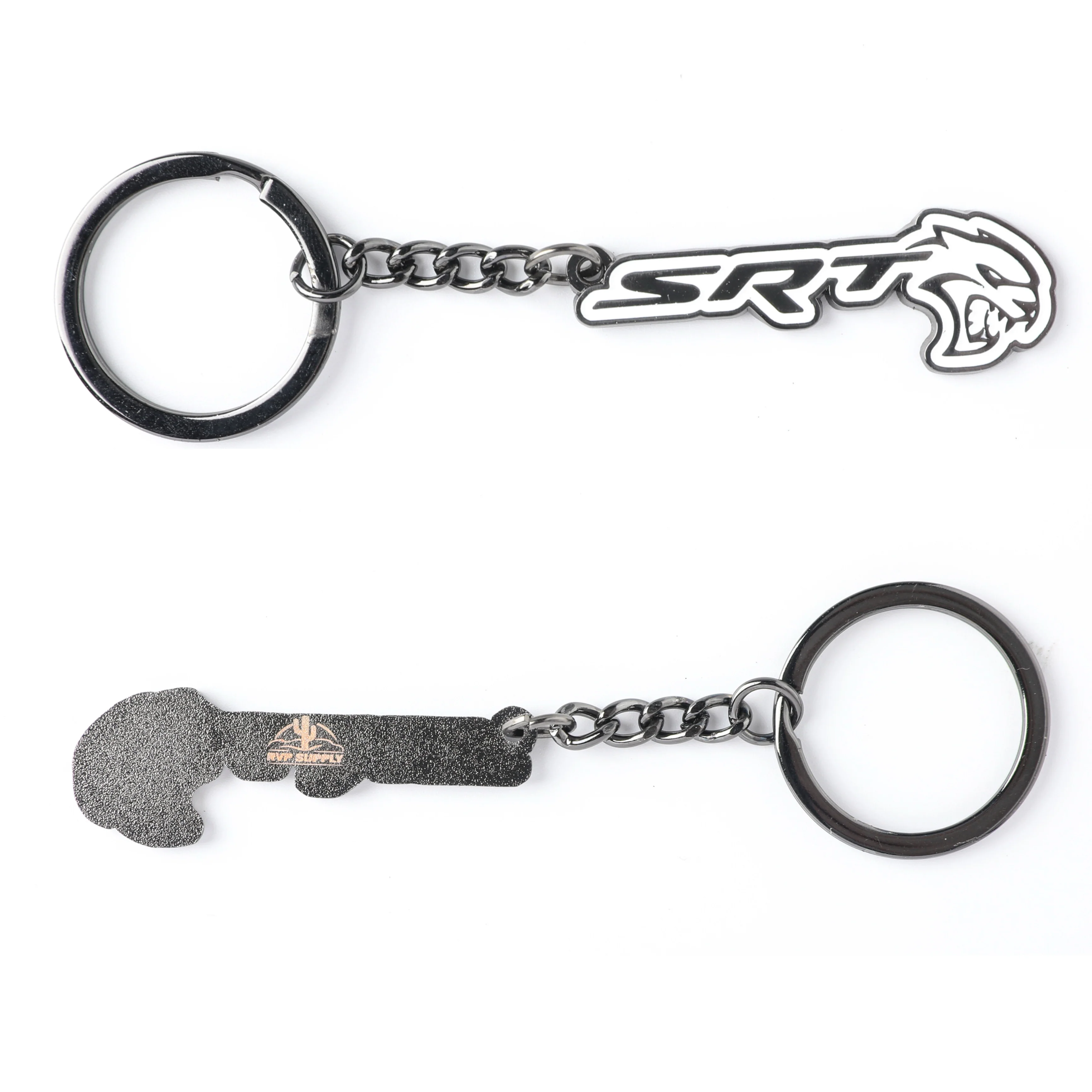SRT & SRT Hellcat Key Chain - Black/White Metal Finish with White Outline - Perfect Key Fob Accessory - Accessories - Image 5